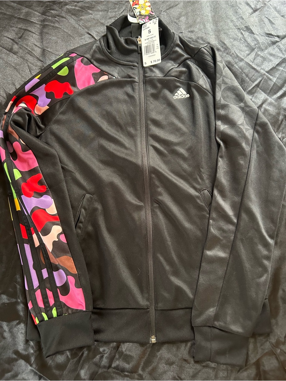 adidas Black Women’s Track Jacket with Scarlet Accents